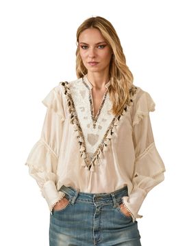Blusa Donna scollo ricamato