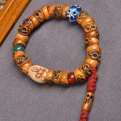 Tibetan rattlesnake bone carving A Dull large intestine string play beads beads rosary beads single circle strings accessories