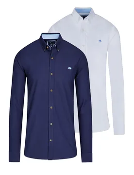 Multipack Classic Long Sleeve Mens Oxford Shirt - - Size: XL - Raging Bull - FashionsVida