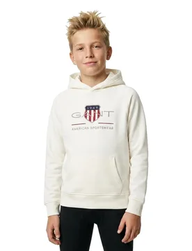 Felpa Con Cappuccio 90688 Eggshell 8-10 Anni - Gant - FashionsVida