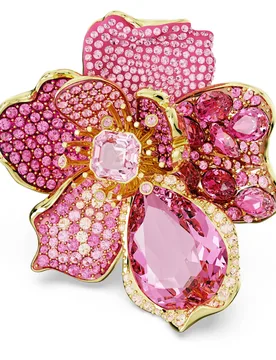 Anello cocktail Idyllia, Pavé, Fiore, Rosa, Finitura oro 18K 58 - Swarovski - FashionsVida