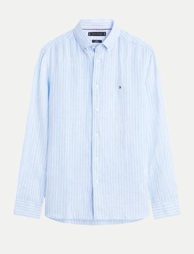 Leinenhemd mit Streifenmuster Blau L