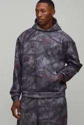 Herren Gewaschener Camo Boxy Oversized Hoodie Sweatshirt Größe Large