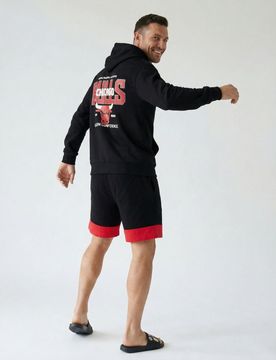 Felpa con cappuccio con stampa Chicago Bulls NBA - nero
