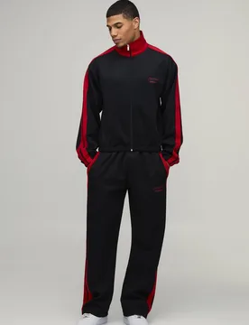 Men's Regular Fit Limited Edition Panelled Funnel Neck Tracksuit Black Size Medium Black M - boohooMAN - FashionsVida