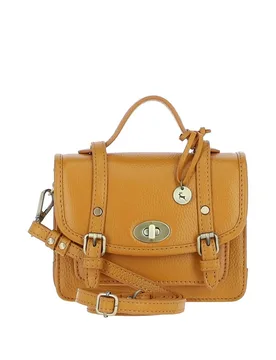 Stylish Real Leather Small Satchel Bag - Mustard - Size: One Size - Ashwood Leather - FashionsVida