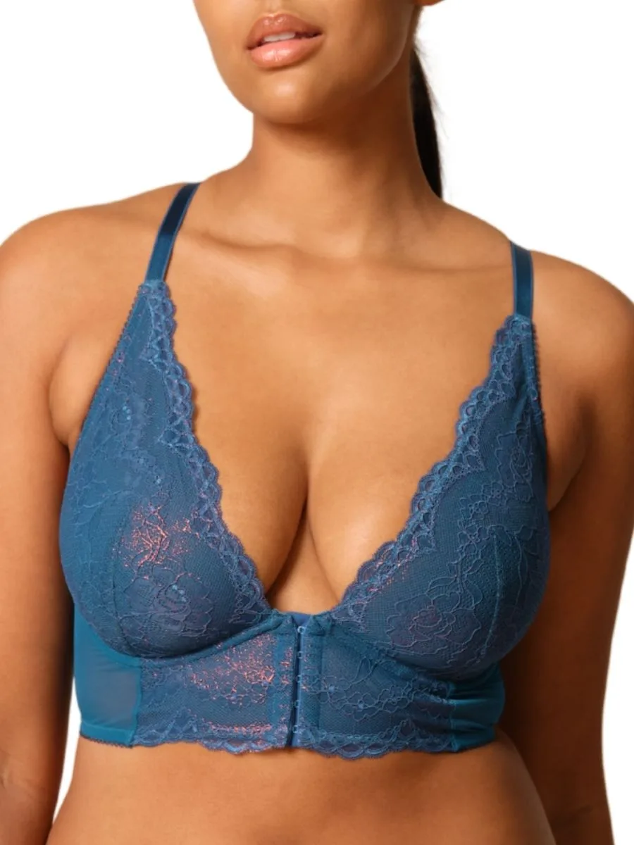 Womens Superboost Lace Deep V Bralet - Blue Polyamide - Size 34f - Gossard - FashionsVida