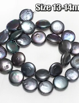 Natural Freshwater Cultured Pearls Button Shape 13-14mm Black Pearls for DIY Making Jewlry Necklace Bracelet Accessories - Aliexpress - FashionsVida
