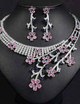 HIBRIDE New Luxury Flower Shape Pop Necklace Earrings 2 Pieces Set of Pretty Women's Jewelry Dubai Wedding Gift Travel S-892 - Aliexpress - FashionsVida