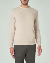 Maglia girocollo beige in misto lana e cachemire