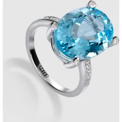 Anillo mujer de oro, diamantes y topacio