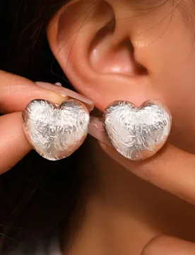 YAJUNIEL White Gold Plated Textured Heart Stud Earrings for Women Hypoallergenic Brass Puffy Love Earrings Elegant Jewelry Gifts - Aliexpress - FashionsVida