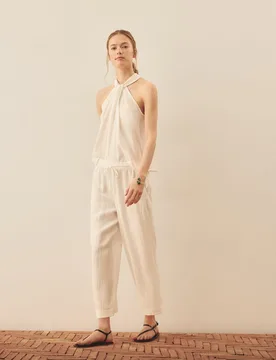 Pantalón pijamero de mujer liso con parches - Southern Cotton - FashionsVida
