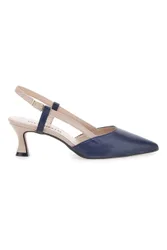Décolleté Slingback Nude e Blu a Punta P506 37