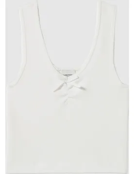 Top de punto de mujer sin mangas, cuello redondo amplio y corte ajustado - CLAUDIE PIERLOT - FashionsVida