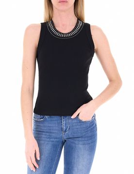 Canotta con strass LIU JEANS NERO XS