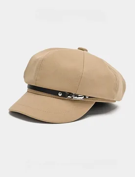 Classic Octagonal Hat for Women Vintage Flat Top Beret with PU Leather Belt Metal Buckle Breathable Cotton Newsboy Cap for Women - Aliexpress - FashionsVida
