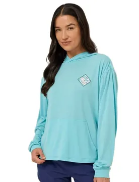 Rash Guard à Manches Longues Et à Capuche Tippet Fill Tech Aquamarine S - Salty Crew - FashionsVida