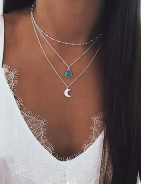 SUMENG Bohemian Moon Multi-layer Pop Necklace Female For Women 2024 New Fashion Jewelry Party Christmas Gifts - Aliexpress - FashionsVida
