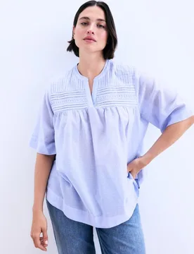 Blusa de mujer de manga corta con rayas - Couchel - FashionsVida