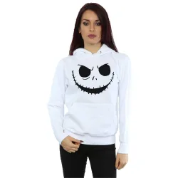 Women's Nightmare Before Christmas Jack´s Face Bold Hoodie in White Size: XL - White - Size: XL