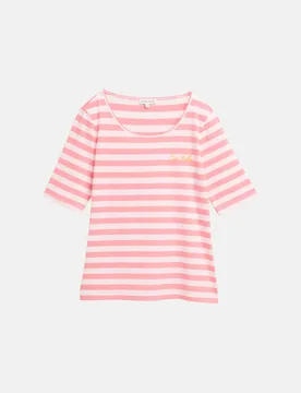 T-Shirt Gestreift Rosa S - Tom Tailor Casual - FashionsVida