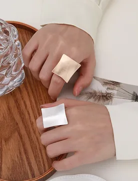 Kaseakia Square Chunky Metal Adjustable Rings for Women with Elastic Rope - Aliexpress - FashionsVida