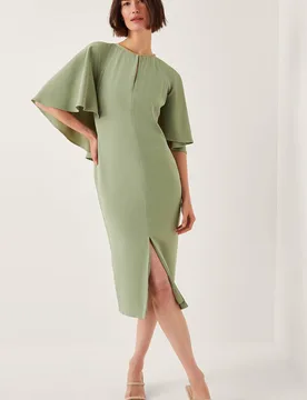 Women's Cassandra Cape Sleeve Midi Dress Green Size: 24 - Green - Size: 24 - Monsoon - FashionsVida
