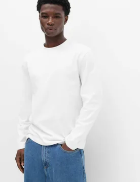Pure Cotton Soft Touch Long Sleeve T-Shirt White male - M&S - FashionsVida