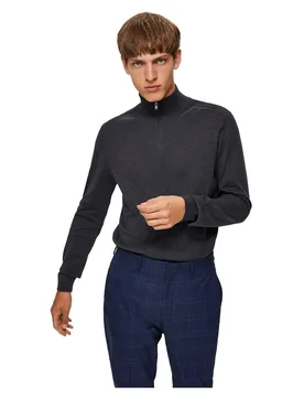 Maglione Con Zip Completo Berg Antracit / Detail Melange XL - Selected - FashionsVida