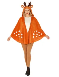 Rentier Poncho Erwachsene orange mit Geweih-Kapuze