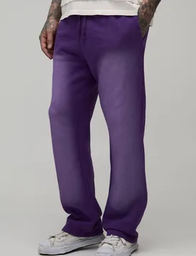 Men's Tall Straight Leg Spray Wash Jogger Purple Size 2X-Large Purple 2XL - boohooMAN - FashionsVida