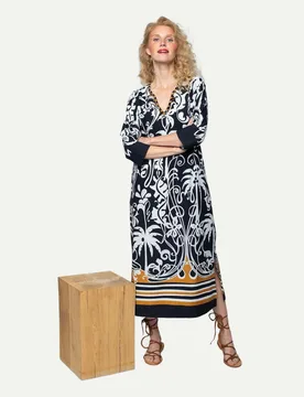 Tunikakleid mit Palmenprint Mehrfarbig 38 - Emily van den Bergh - FashionsVida