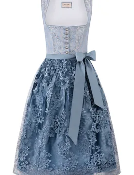 Dirndl Sidonia (rauchblau, Gr. 48) von Bergfeuer Couture für Damen, 50% Viskose, 30% Polyester, 20% Baumwolle - Stockerpoint - FashionsVida