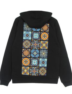 Felpa Cappuccio Zip Uomo Maioliche a Circuito Stampato Hoodie Black