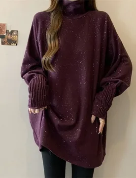 A New Loose Long-sleeved Warm Top for Women in Autumn and Winter Featuring Oversized Fleece Starry Sky High-neck Base Layer 2026 - Aliexpress - FashionsVida