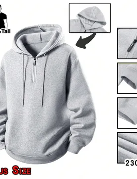 Sudadera holgada de talla grande para hombre con forro térmico reforzado, top cálido de otoño/invierno, chaqueta de marca, estilo casual deportivo - Shein - FashionsVida