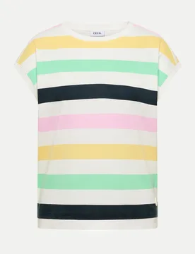 T-Shirt Gestreift Mehrfarbig XL - CECIL - FashionsVida