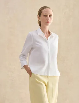Pure Linen Collared Blouse White female - Hobbs - FashionsVida