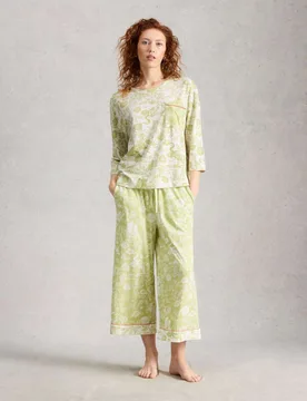 Cotton Modal Floral Pyjama Top Green Mix female - White stuff - FashionsVida