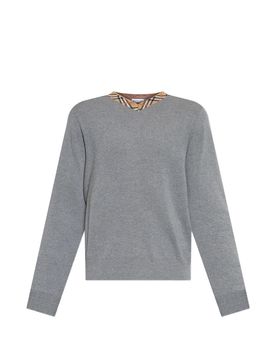 Knit V-Neck Sweater with Rib-Knit Trims - Size M