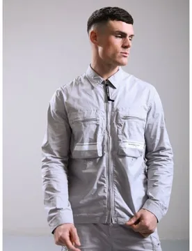 Mens Harbour Grey Seafield Overshirt - Male - Grey - Large - Marshall artist - FashionsVida