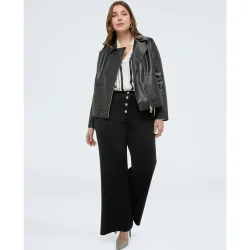 Chaqueta de mujer biker con detalles a rayas