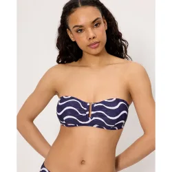 Tops de bikini bandeau estampado ondas en copa c