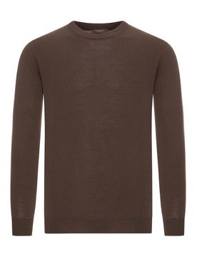 Maglia Girocollo Slim Fit In Crepe Di Cotone