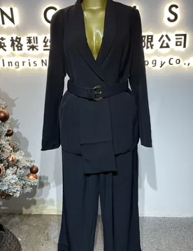 High-quality women's belted professional suit jacket and trousers set, elegant and slimming-GZXX313 - Aliexpress - FashionsVida
