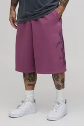 Herren Gothic Bedruckte Bermuda-Jorts Mauve Größe XS