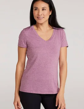 Women's 'Vitality' Quick Wicking Comfortable V Neck T-Shirt in Maroon Size: 8 - Maroon - Size: 8 - Mountain Warehouse - FashionsVida