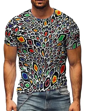 Men's Vibrant Color 3D Printed Short-Sleeve T-Shirt - Loose Fit - Aliexpress - FashionsVida