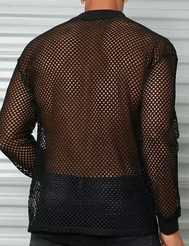 Men Mesh Top Ultra Thin See-through O Neck Long Sleeves Stretchy Loose Fit Muscle-Enhancing Party Club Dance Performance T-shirt - Aliexpress - FashionsVida